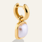Square Pearl Hoop Earrings