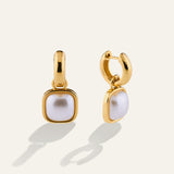 Square Pearl Hoop Earrings