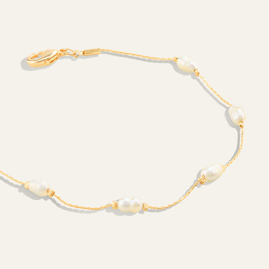 Dainty Chain Pearl Bracelet