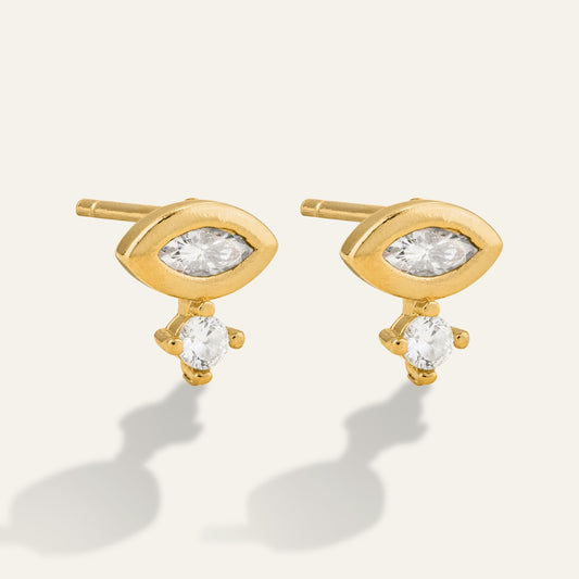 Double-Stone Drop Stud Earrings