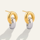 Two-Toned Hoop Stud Earrings