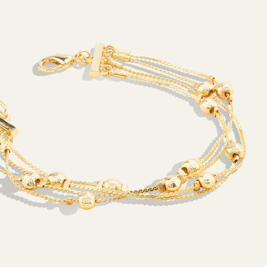 Station Beads Layered Chain Bracelet