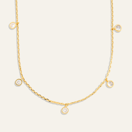 Rhinestone Drop Station Necklace