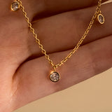 Rhinestone Drop Station Necklace