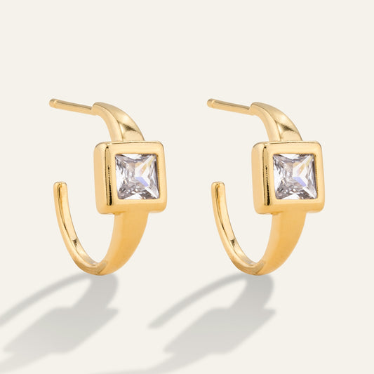 Stone Hoop Earrings
