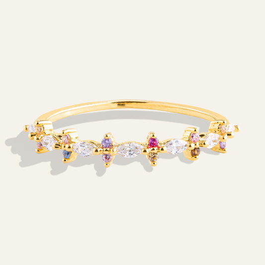 Rhinestone Studded Floral Ring