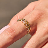 Rhinestone Studded Floral Ring