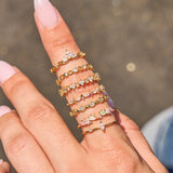 Rhinestone Studded Floral Ring